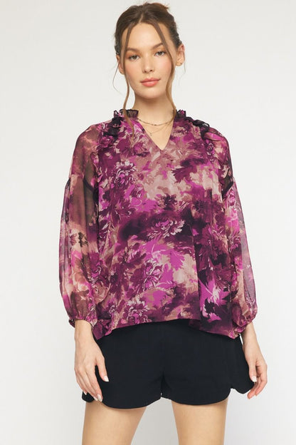 Printed to Perfection Orchid Blouse