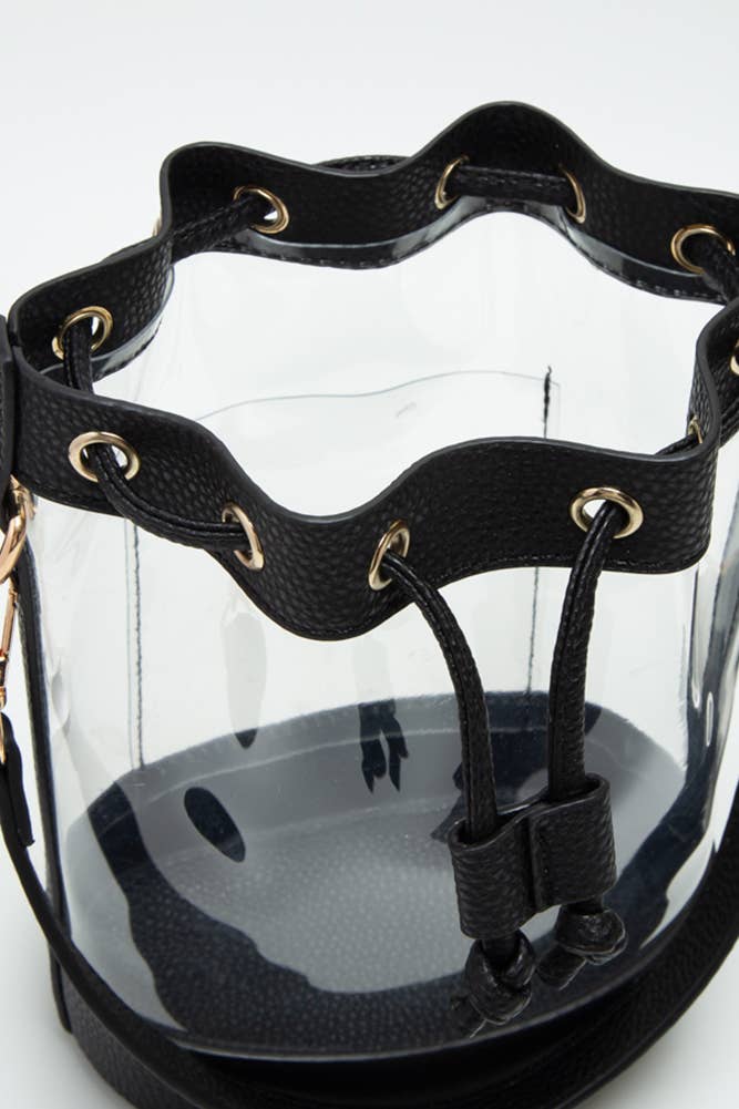Clear Crossbody Stadium Bucket Bag: Orange