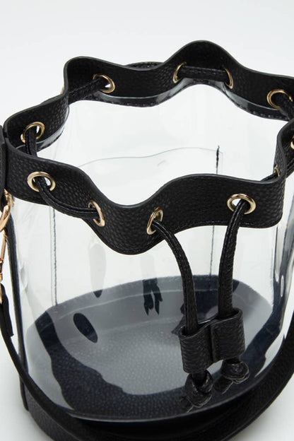 Clear Crossbody Stadium Bucket Bag: Orange