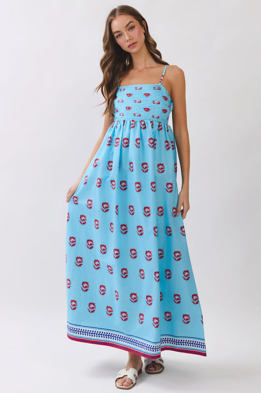 Firecracker Floral Smocked Maxi Dress