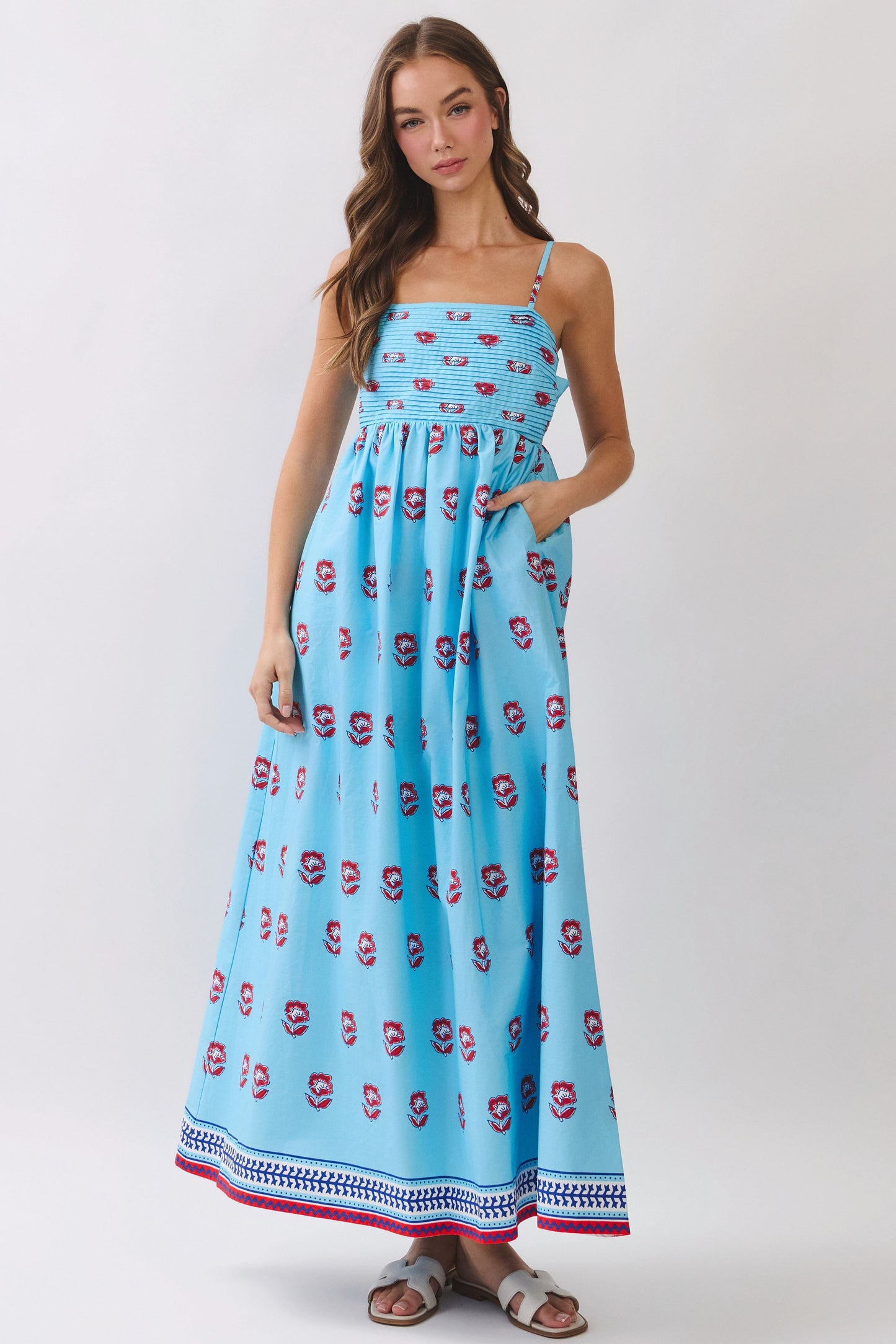 Firecracker Floral Smocked Maxi Dress