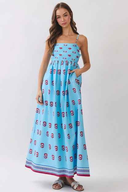 Firecracker Floral Smocked Maxi Dress
