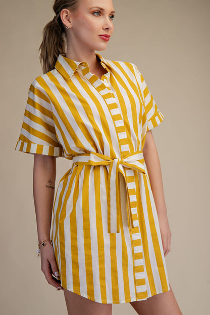 The Golden Hour Stripe Shirt Dress - Milo & Lily Boutique