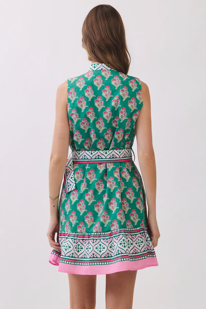 Rosalie Emerald Belted Mini Dress