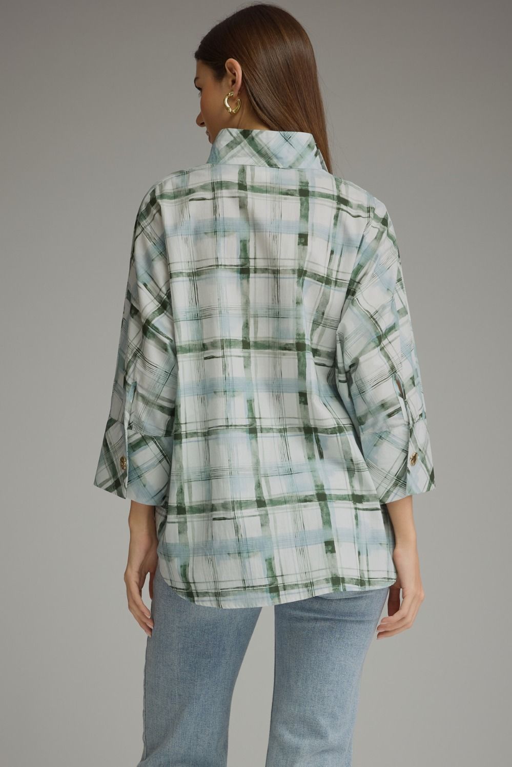 Fresh Pick Plaid Popover Blouse 💚