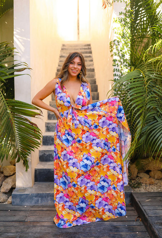 Zena Plunging Neck Maxi Dress