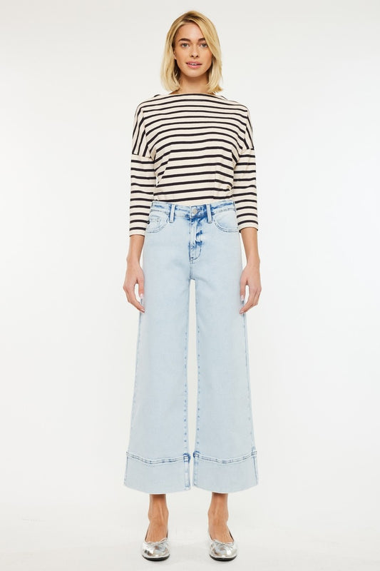 ✨ Light Wash Wide Leg Cuffed Jeans ✨