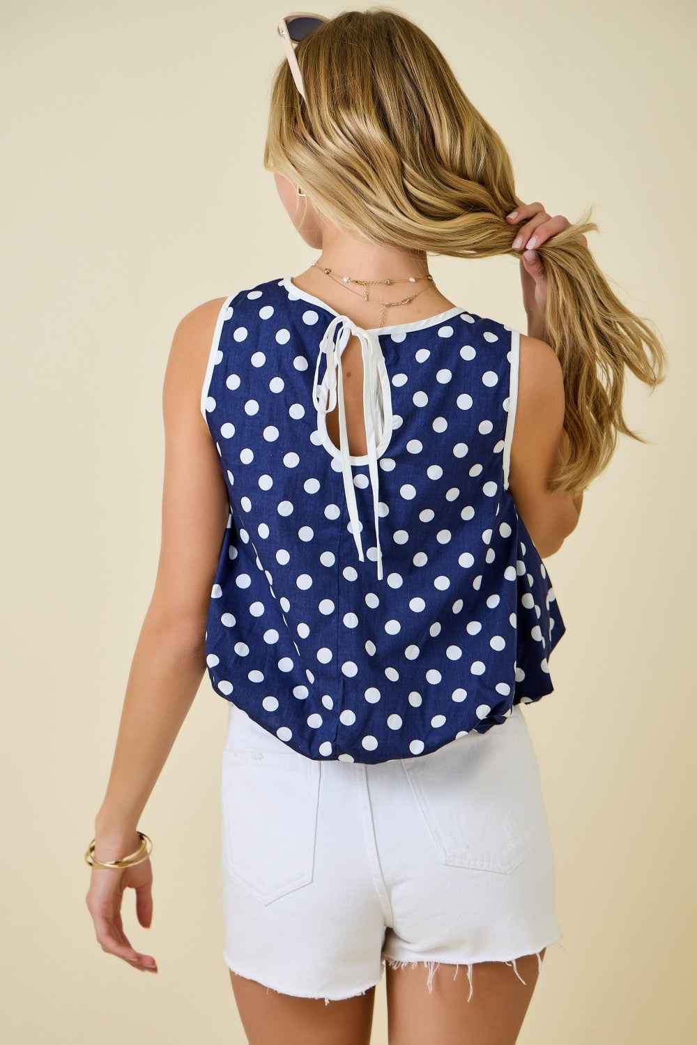 The Navy and White Polka Dot Bubble Top - Milo & Lily Boutique