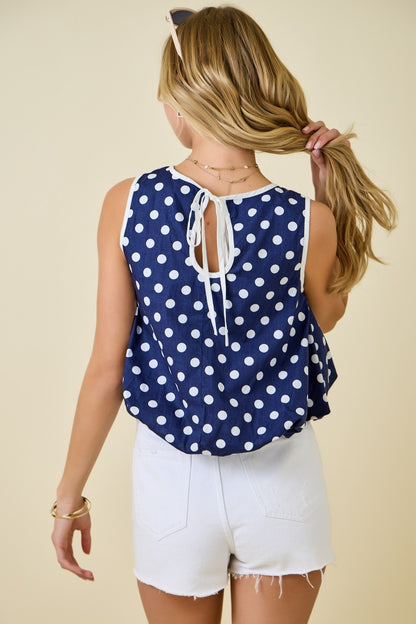 The Navy and White Polka Dot Bubble Top - Milo & Lily Boutique
