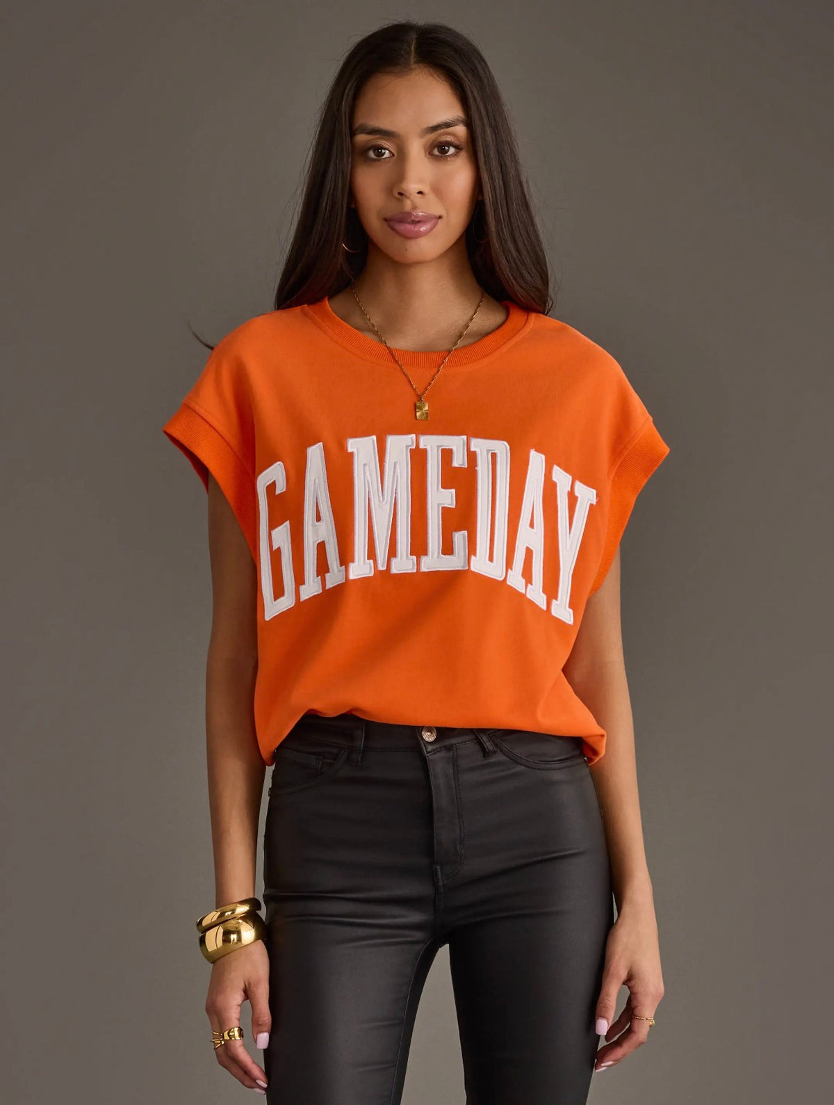 Panache orange GAMEDAY short sleeve sweatshirt model photo 1