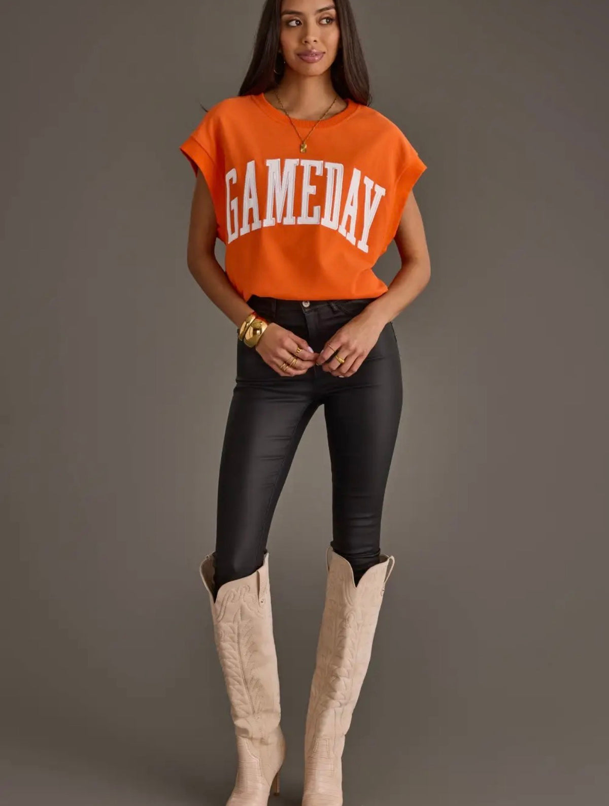 Panache orange GAMEDAY short sleeve sweatshirt model photo 2