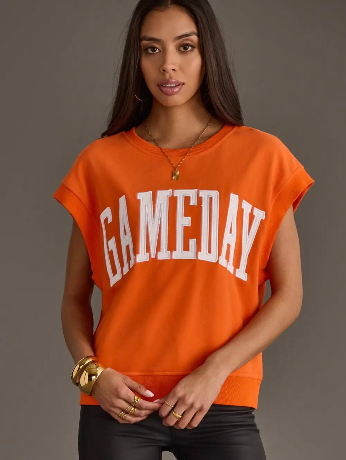 Panache orange GAMEDAY short sleeve sweatshirt model photo 3