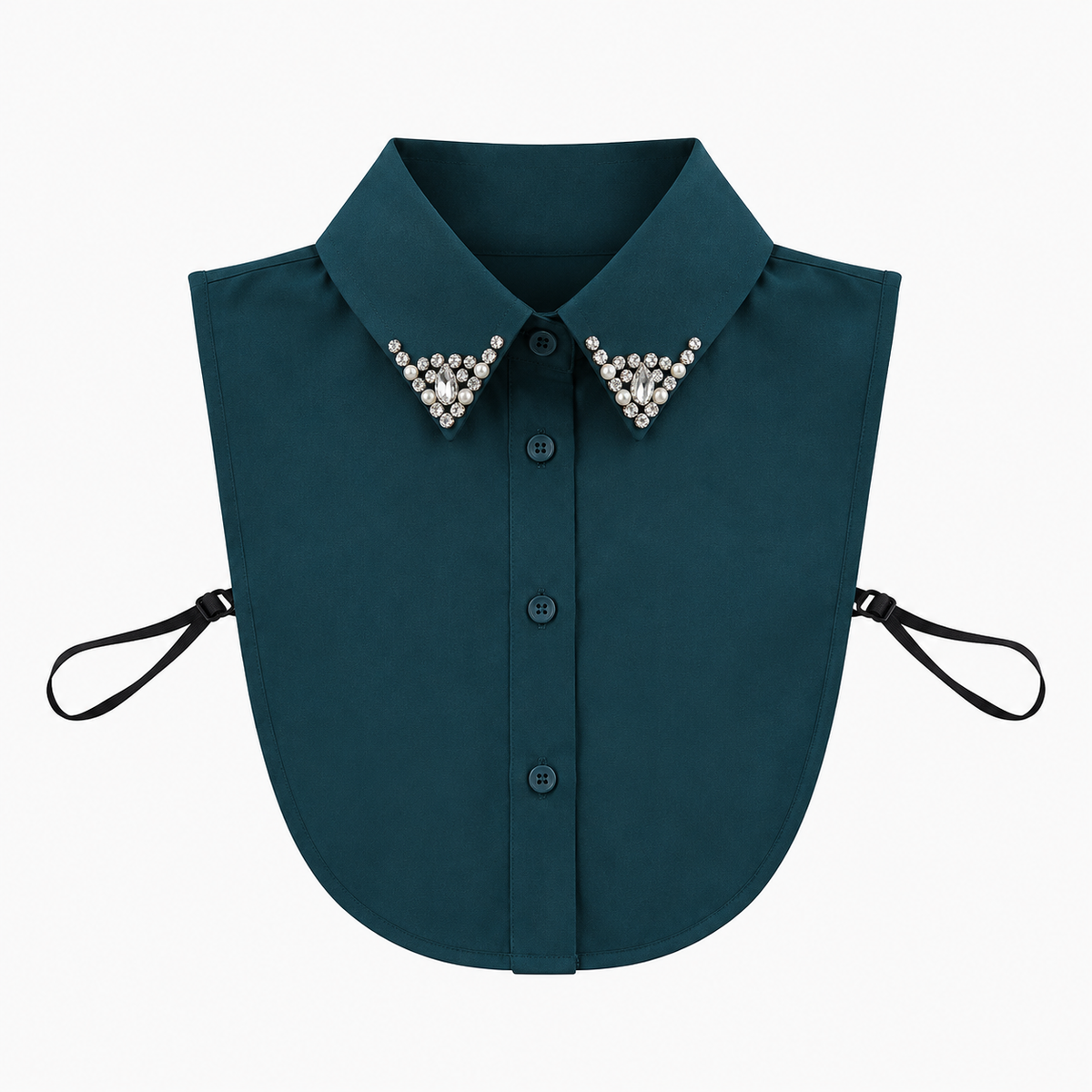Peacock embellished jeweled detachable shirt collar dickie with pearl and rhinestone details