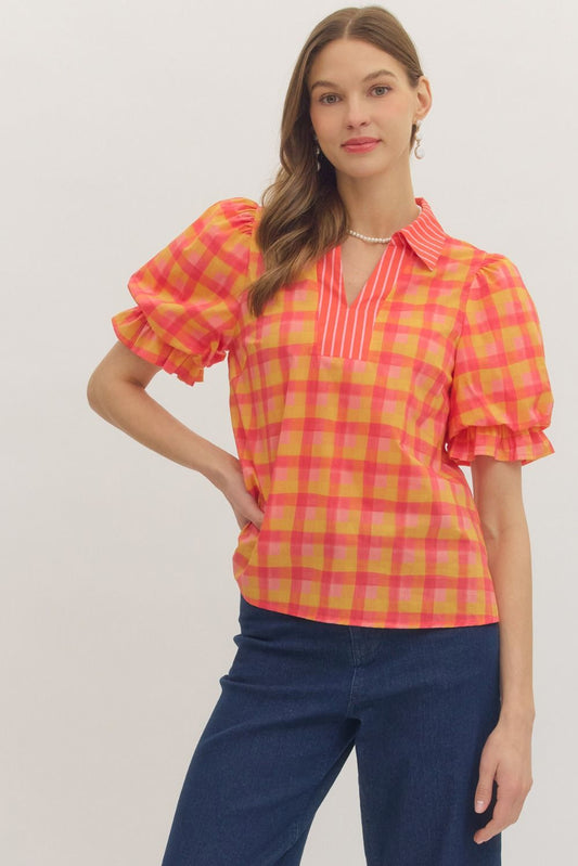 Sunset Picnic Puff Sleeve Blouse - Milo & Lily Boutique