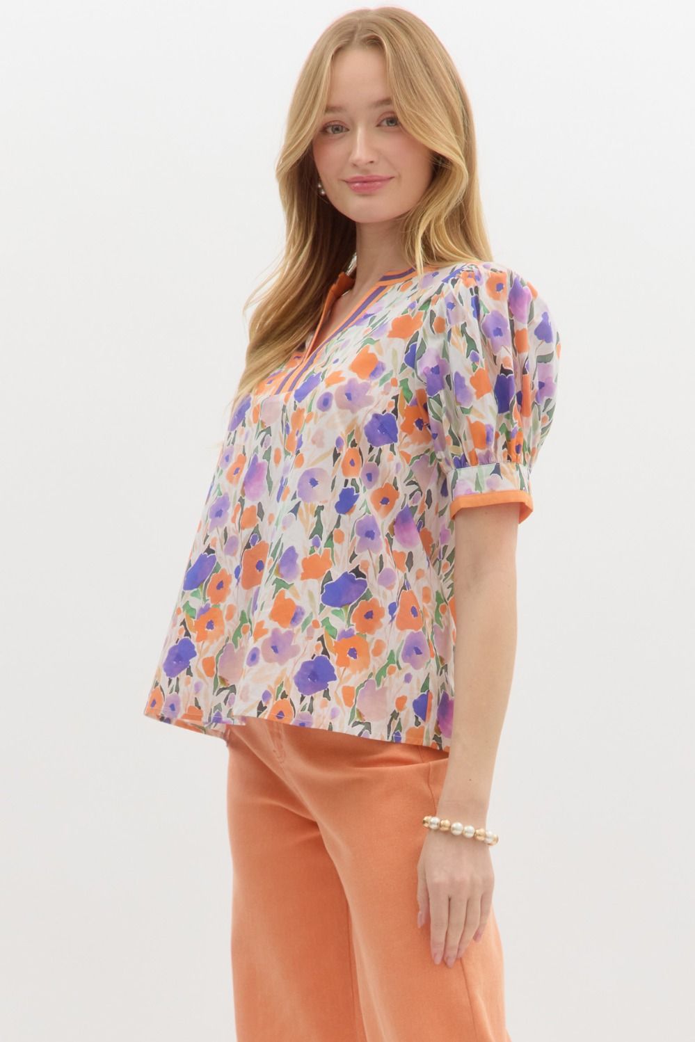 The Joyful Bloom Purple Floral Blouse