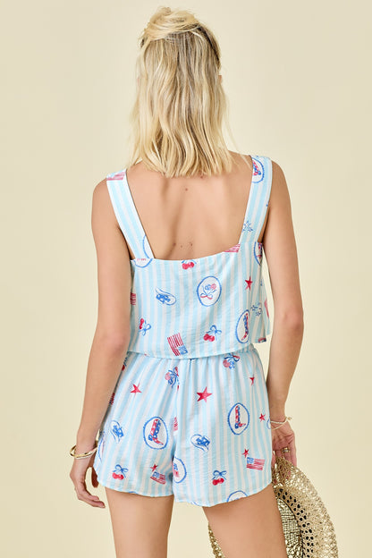 Americana Striped Tank Top and Shorts Set - Milo & Lily Boutique