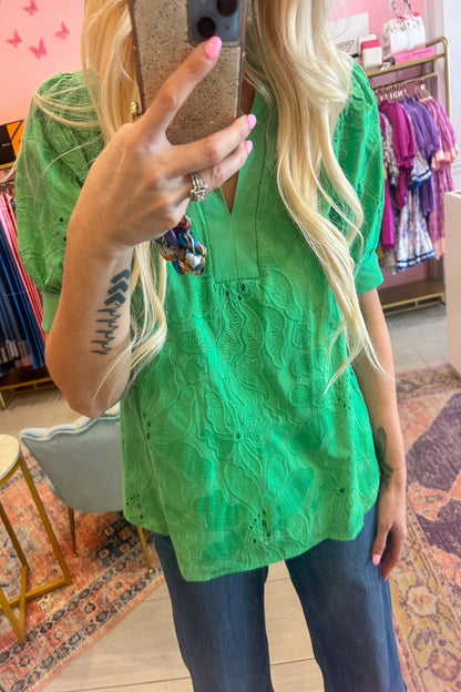 The Lucky Charm Eyelet Top - Milo & Lily Boutique