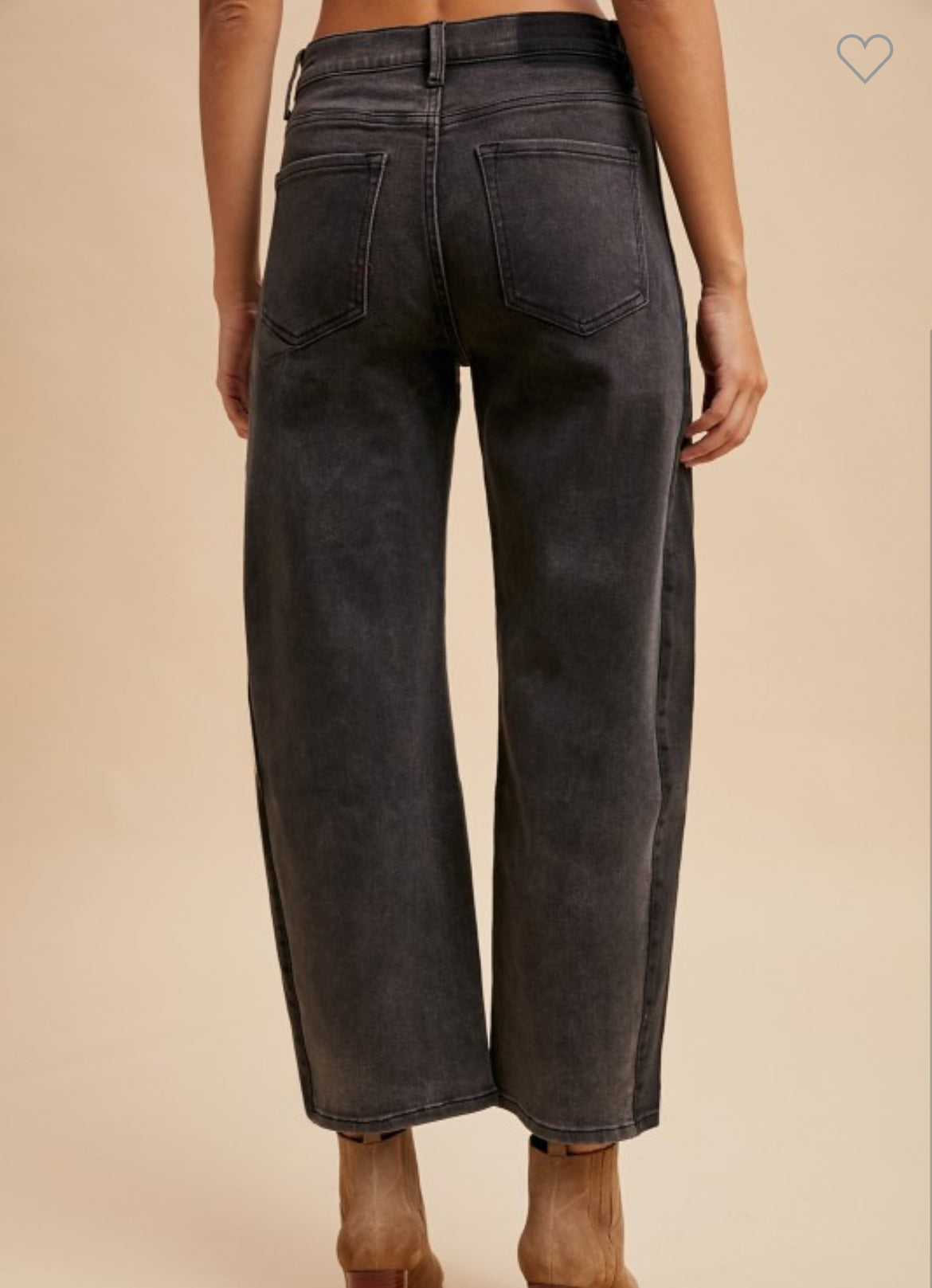 Back view of washed black straight leg jeans featuring clean seams and classic pockets — stylish boutique denim from Milo & Lily Boutique.