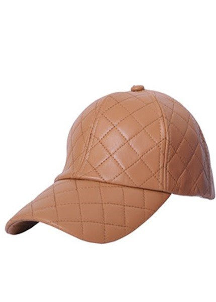 Quilted Faux Leather Baseball Cap