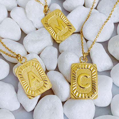 Art Deco Initial Necklace: T