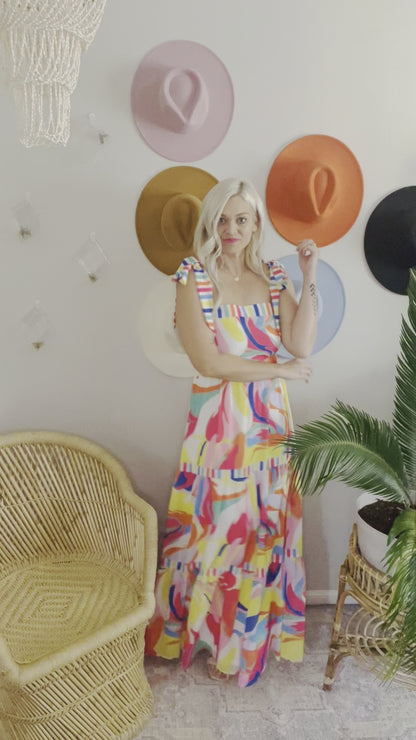 Tropical Rainbow Print Maxi Dress