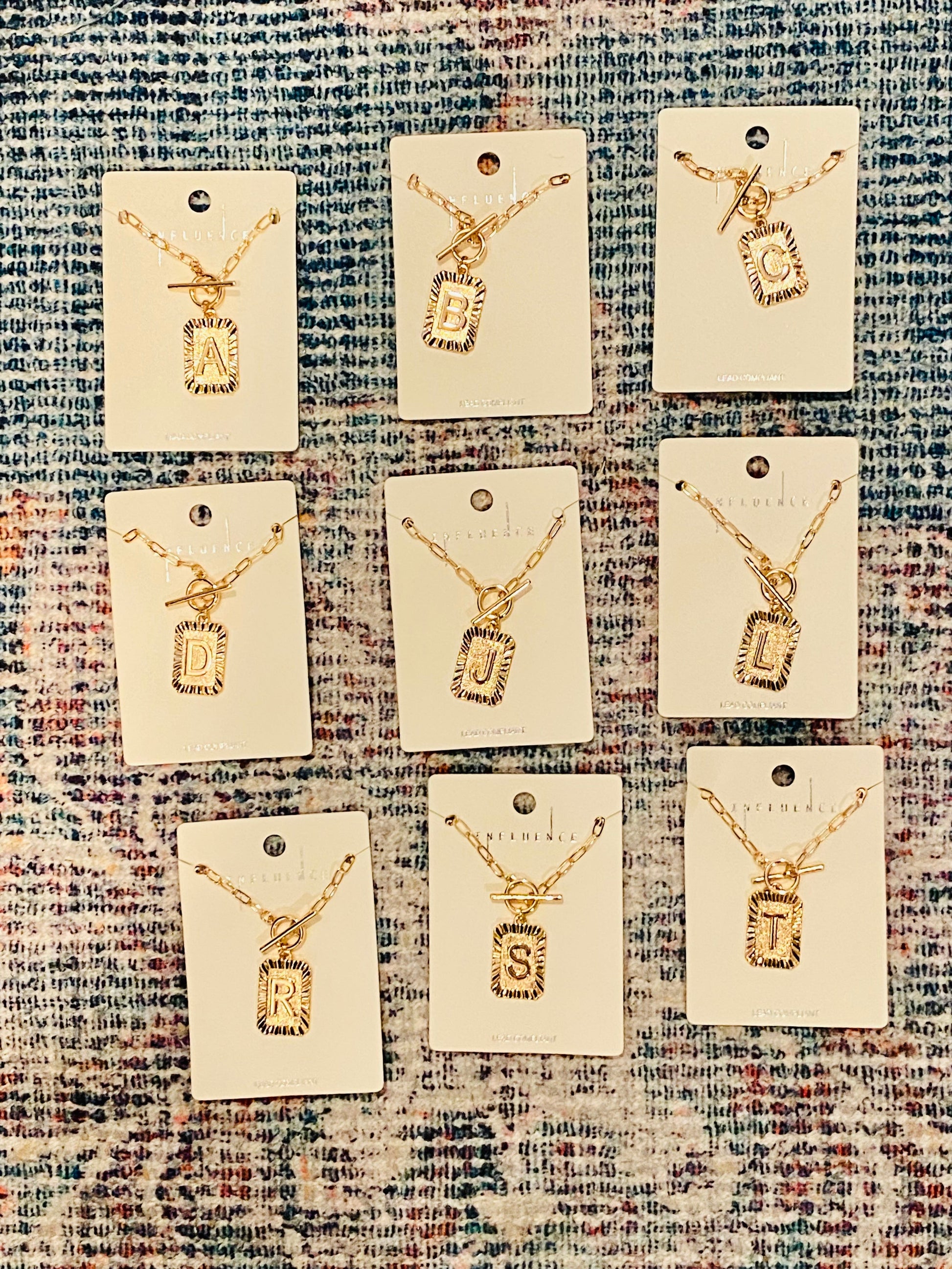 Gold Square Initial Necklace