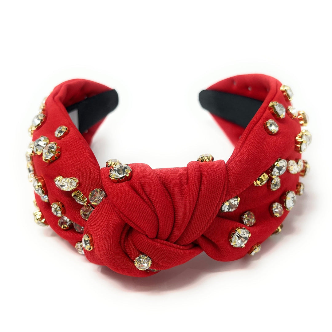 Ruby Red Embellished Knot Headband