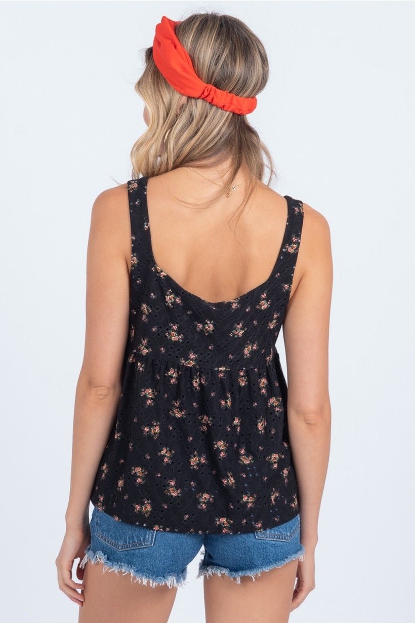 Black Eyelet Babydoll Top
