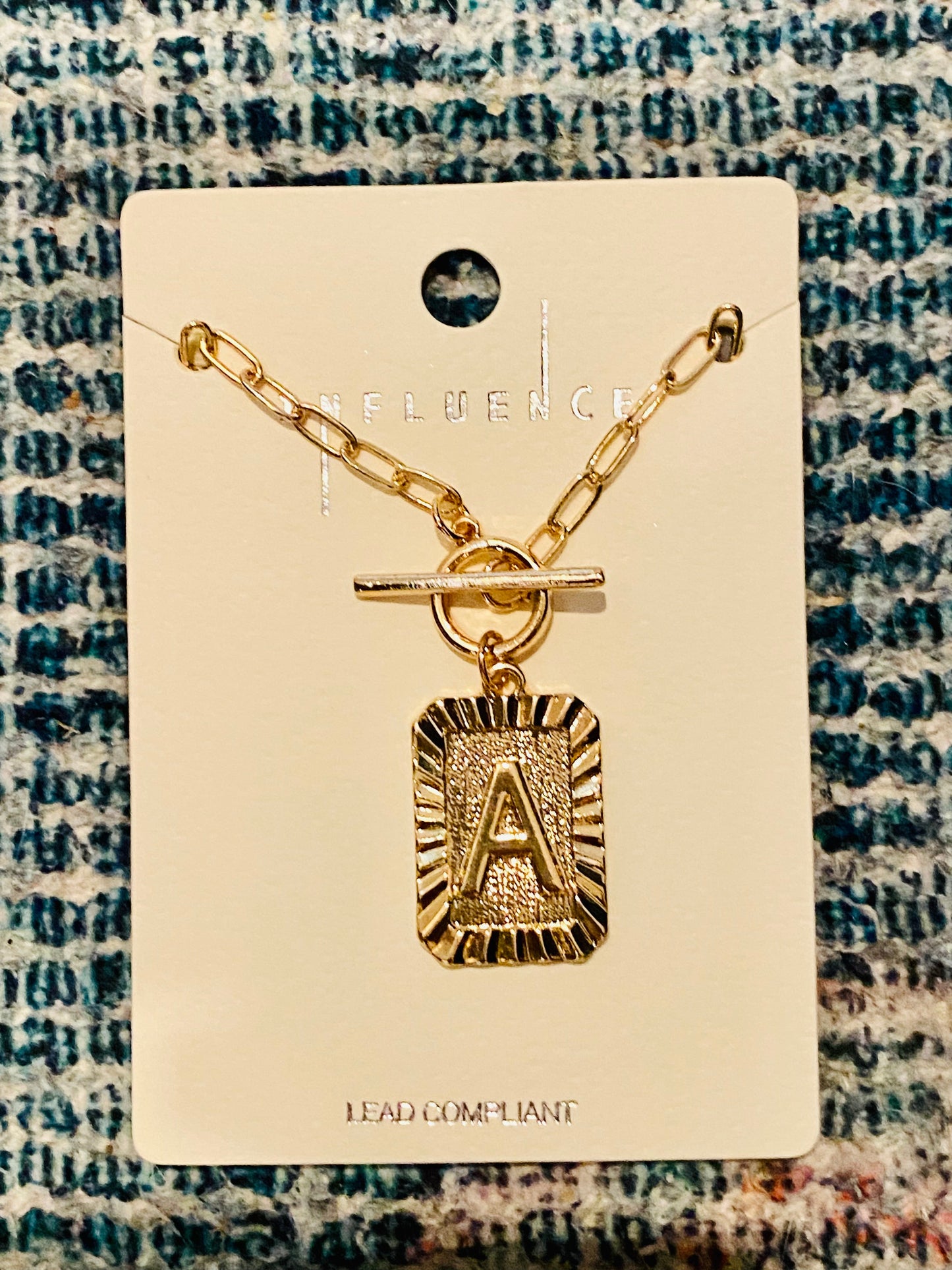 Gold Square Initial Necklace