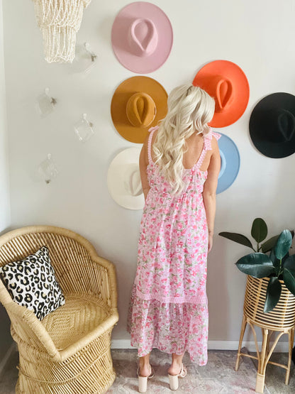 In Full Bloom Pink Floral Maxi Dress